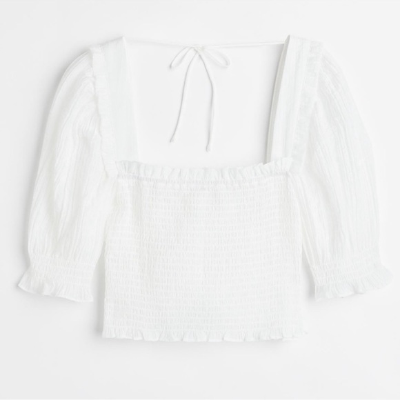 H&M Smocked Crop Top in White - Picture 1 of 5